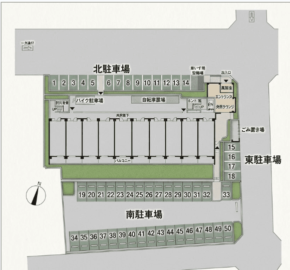 ココドール鳴子駐車場の駐車配置図