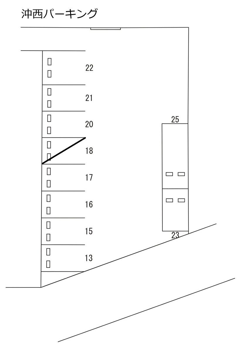 沖西パーキングの駐車配置図