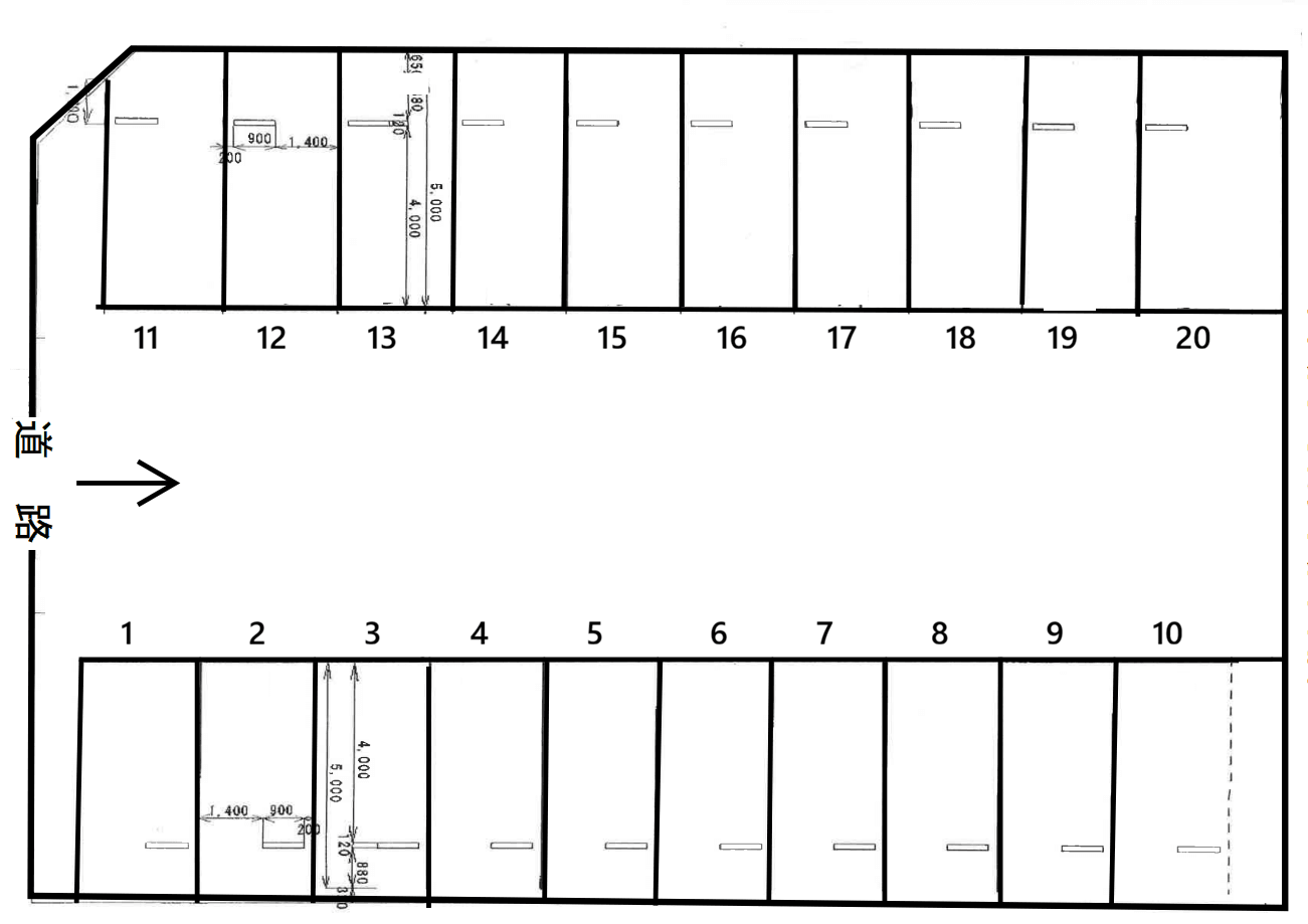 豊田市下市場町7丁目貸駐車場の駐車配置図