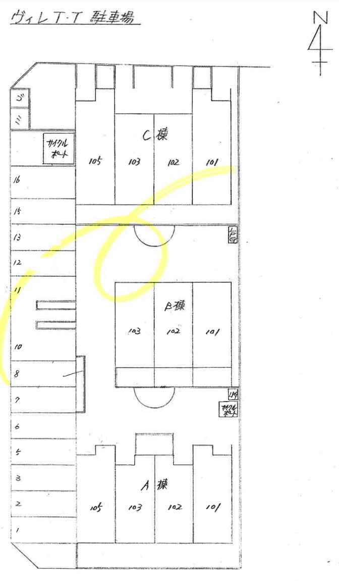 ヴィレＴＴ Ａの駐車配置図