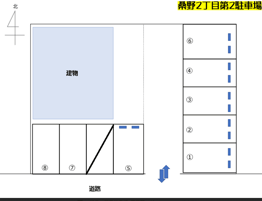 桑野2丁目第2駐車場の駐車配置図