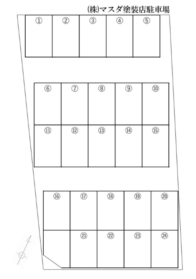 (株)マスダ塗装店駐車場の駐車配置図