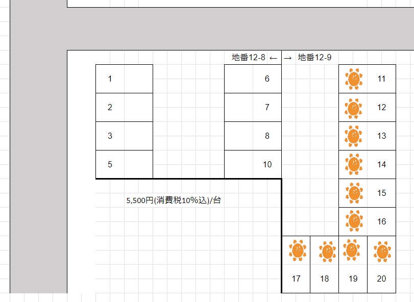 細島古川駐車場の駐車配置図