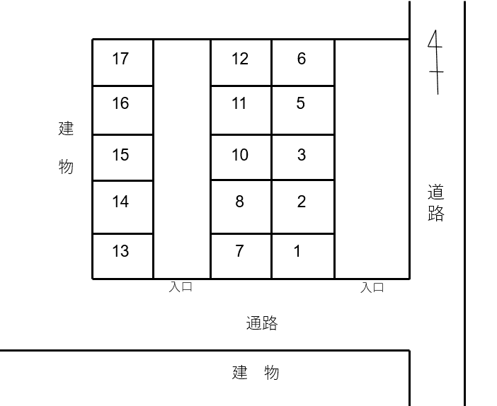 内田D駐車場の駐車配置図