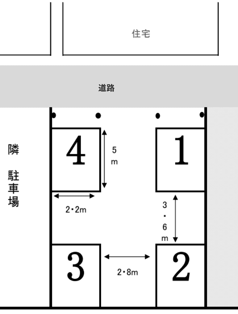 豊野町佐野駐車場の駐車配置図