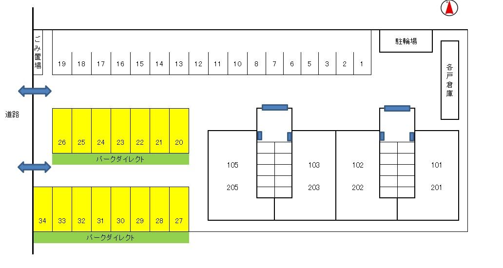 叶294番8　駐車場の駐車配置図