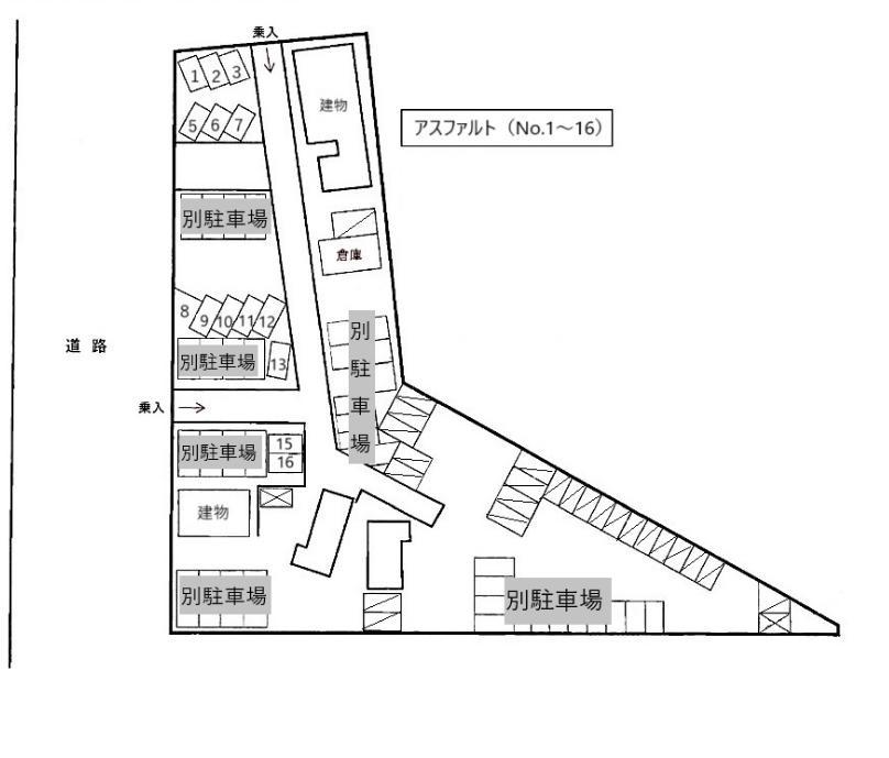 大石駐車場（アスファルト）の駐車配置図
