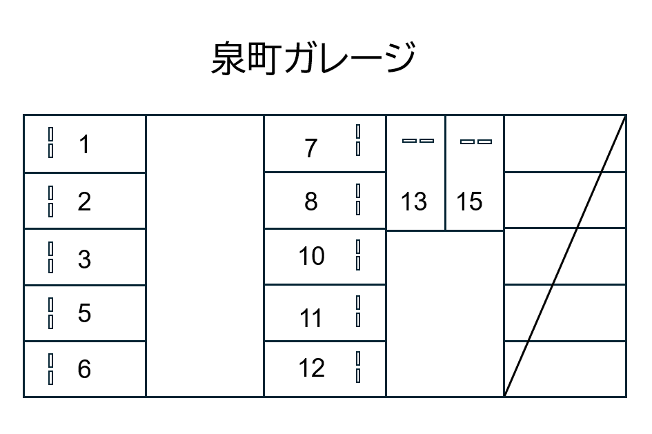 泉町ガレージの駐車配置図