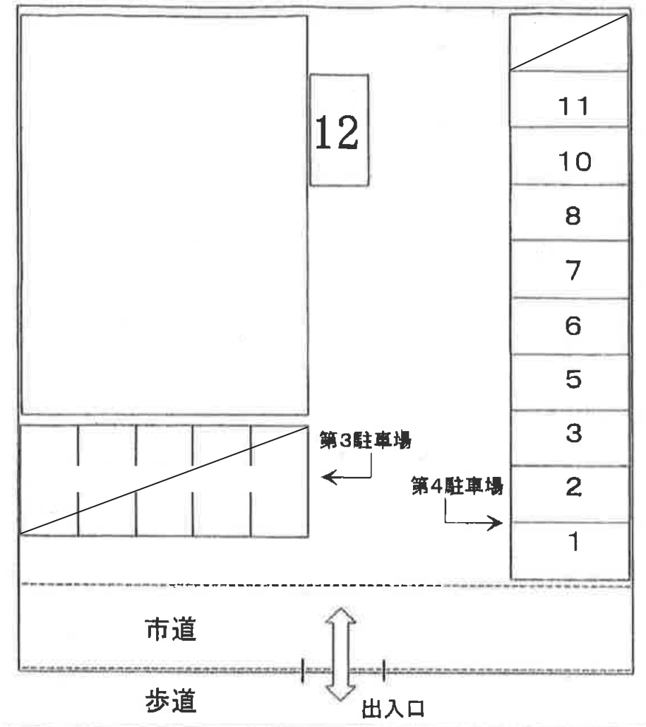岡田本町第４駐車場の駐車配置図