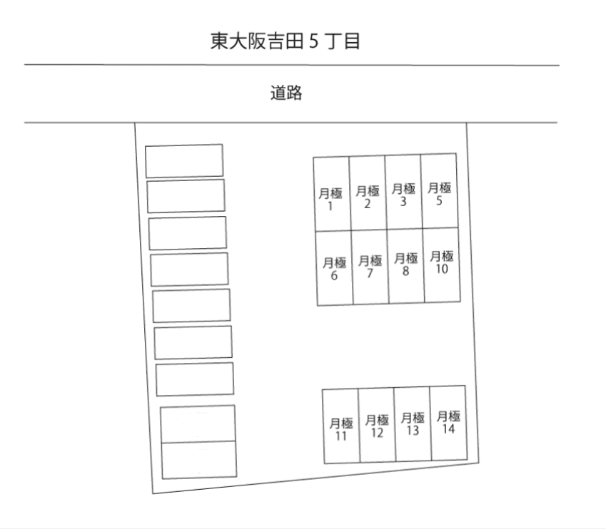 東大阪吉田５丁目の駐車配置図