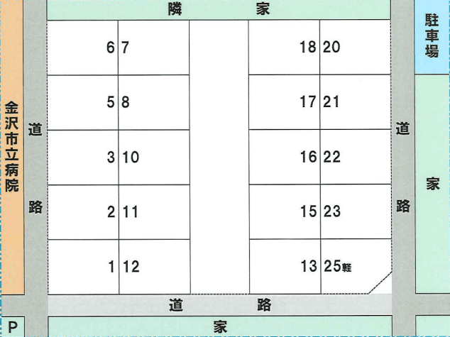長山駐車場の駐車配置図