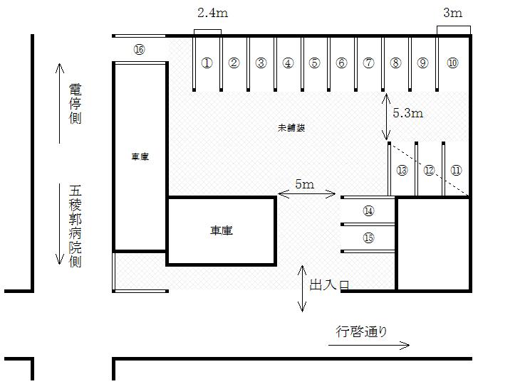 本町Ｎ駐車場Ａの駐車配置図