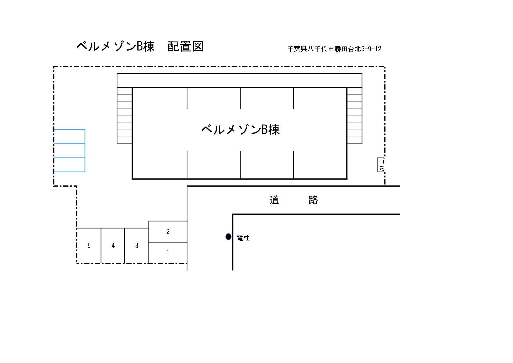ベルメゾンB棟駐車場の駐車配置図