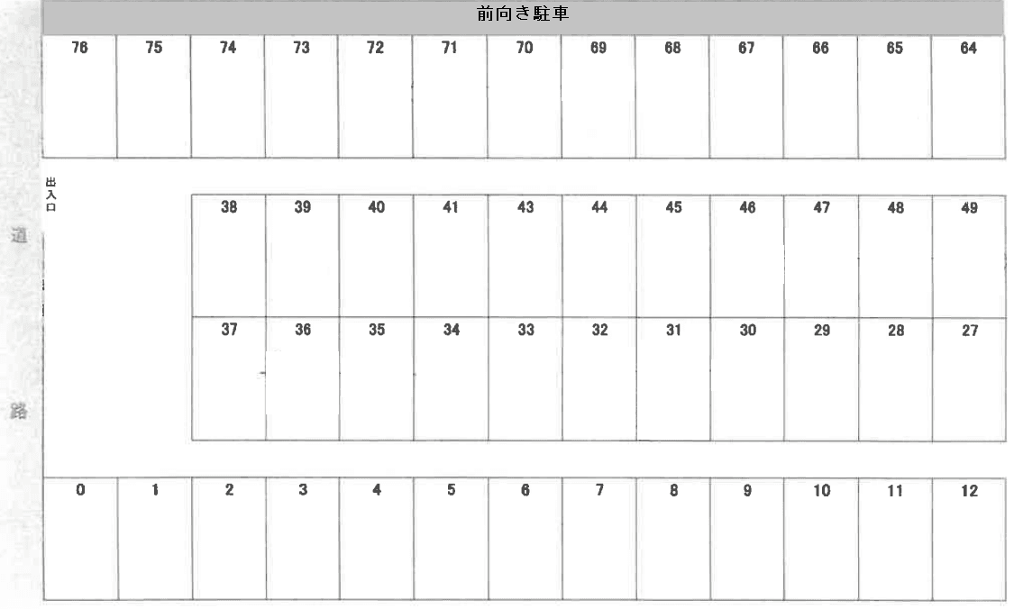 長本第2駐車場の駐車配置図