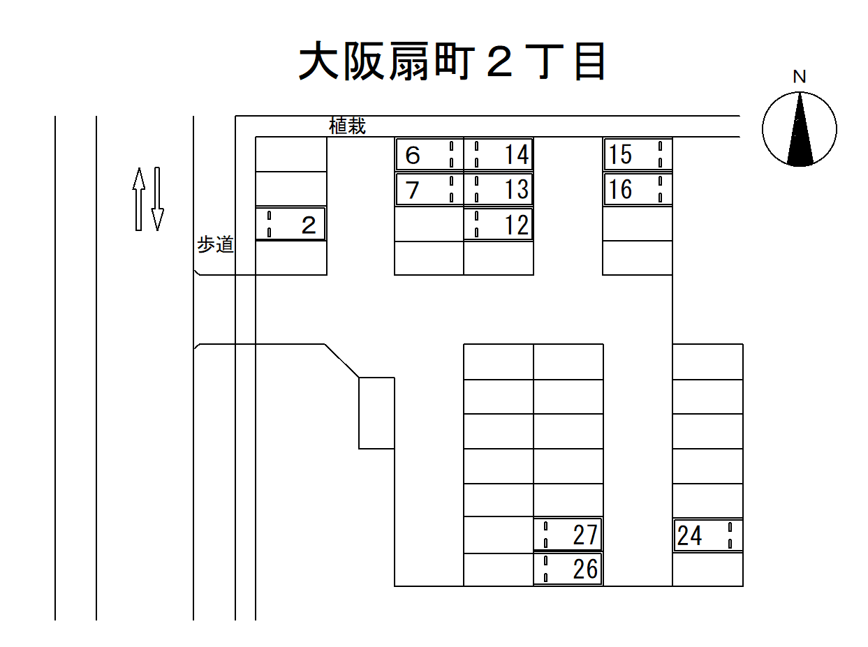 大阪扇町２丁目の駐車配置図