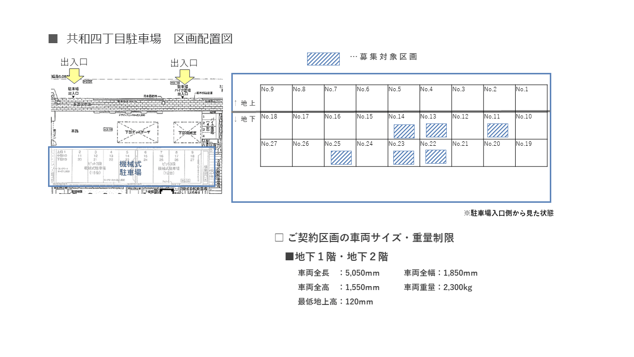 共和四丁目駐車場の駐車配置図