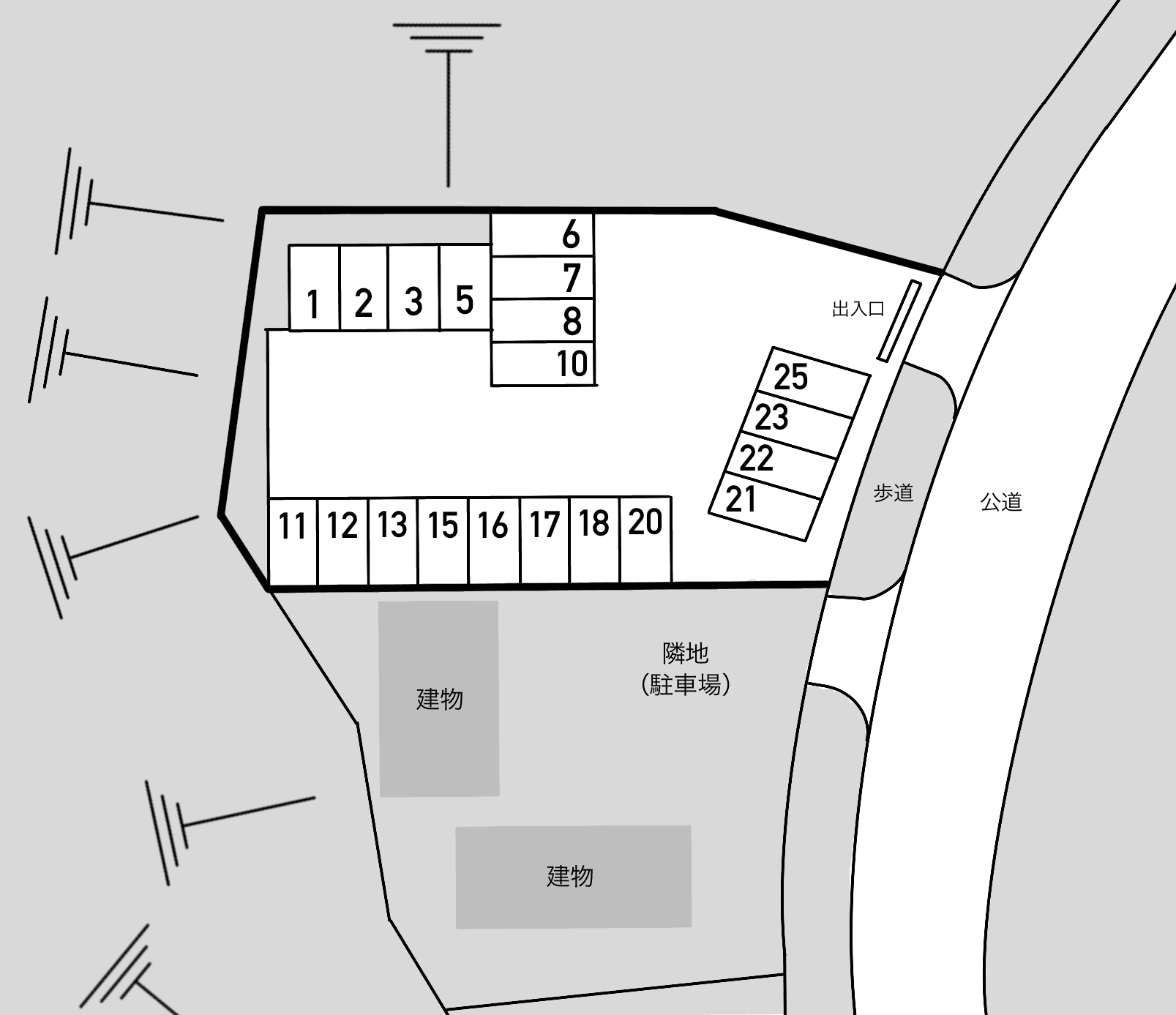 磯邉伏見台駐車場の駐車配置図