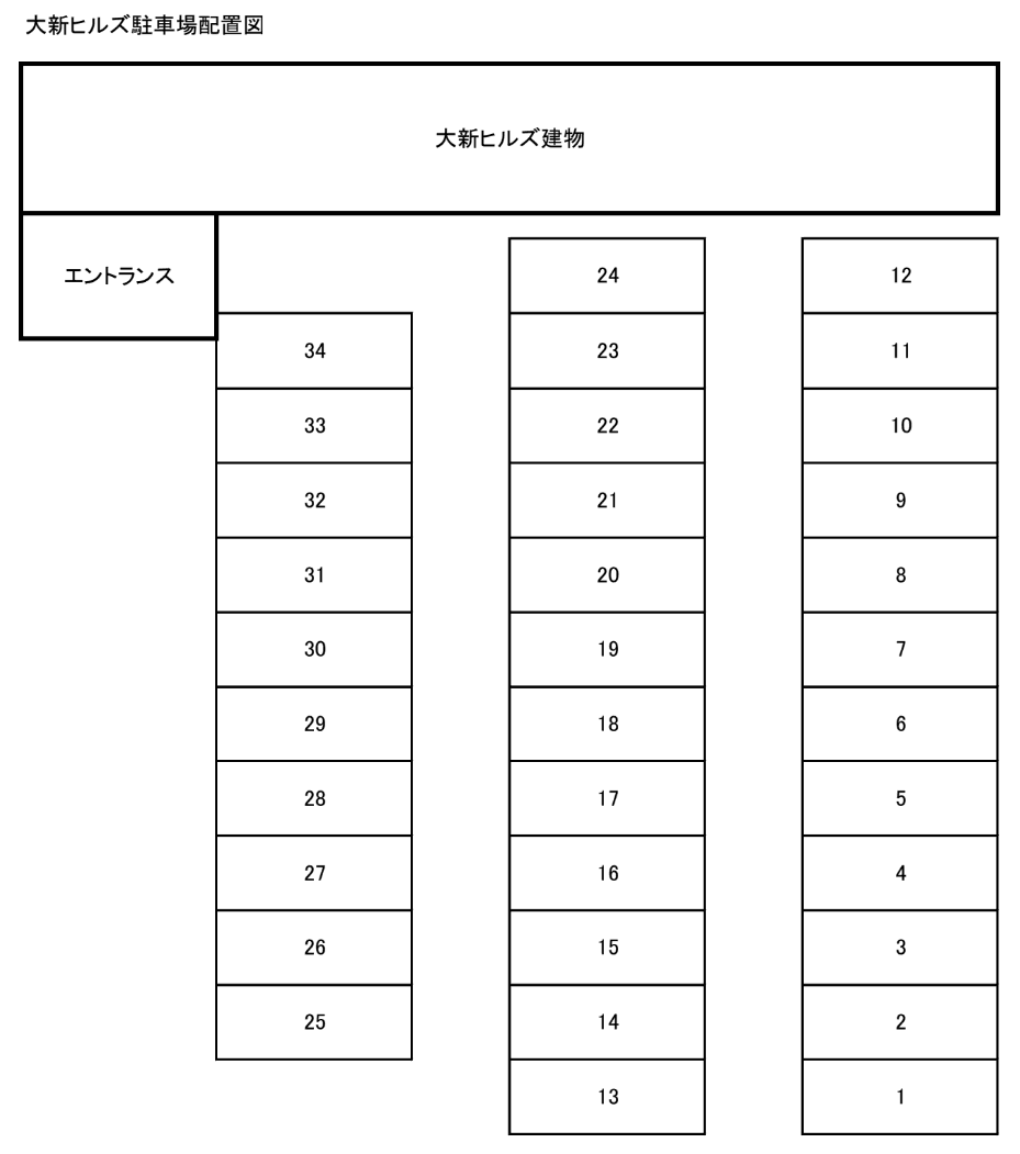 大新ヒルズの駐車配置図