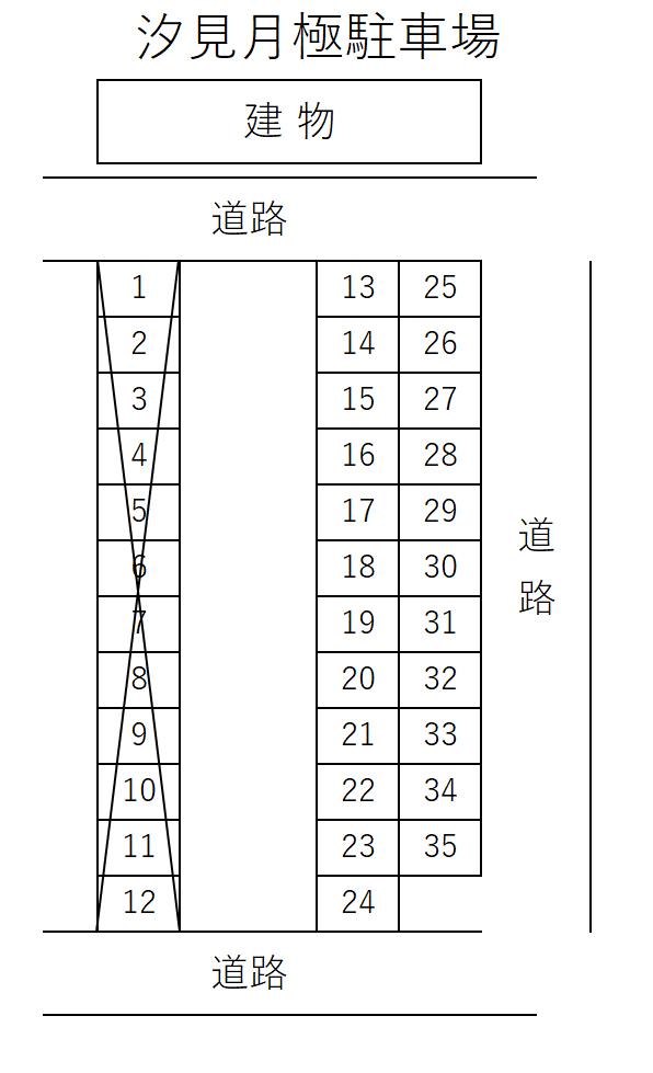汐見月極駐車場の駐車配置図