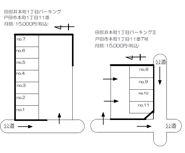 田部井本町1丁目パーキングⅢの駐車配置図
