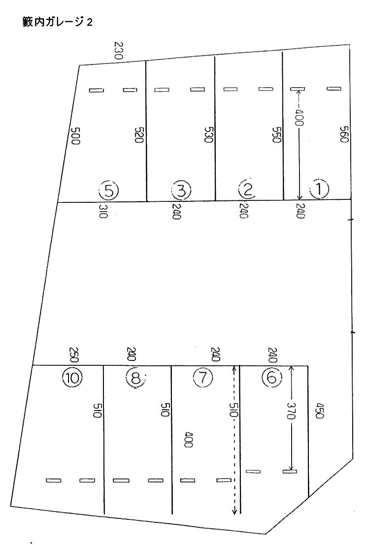 籔内ガレージ2の駐車配置図