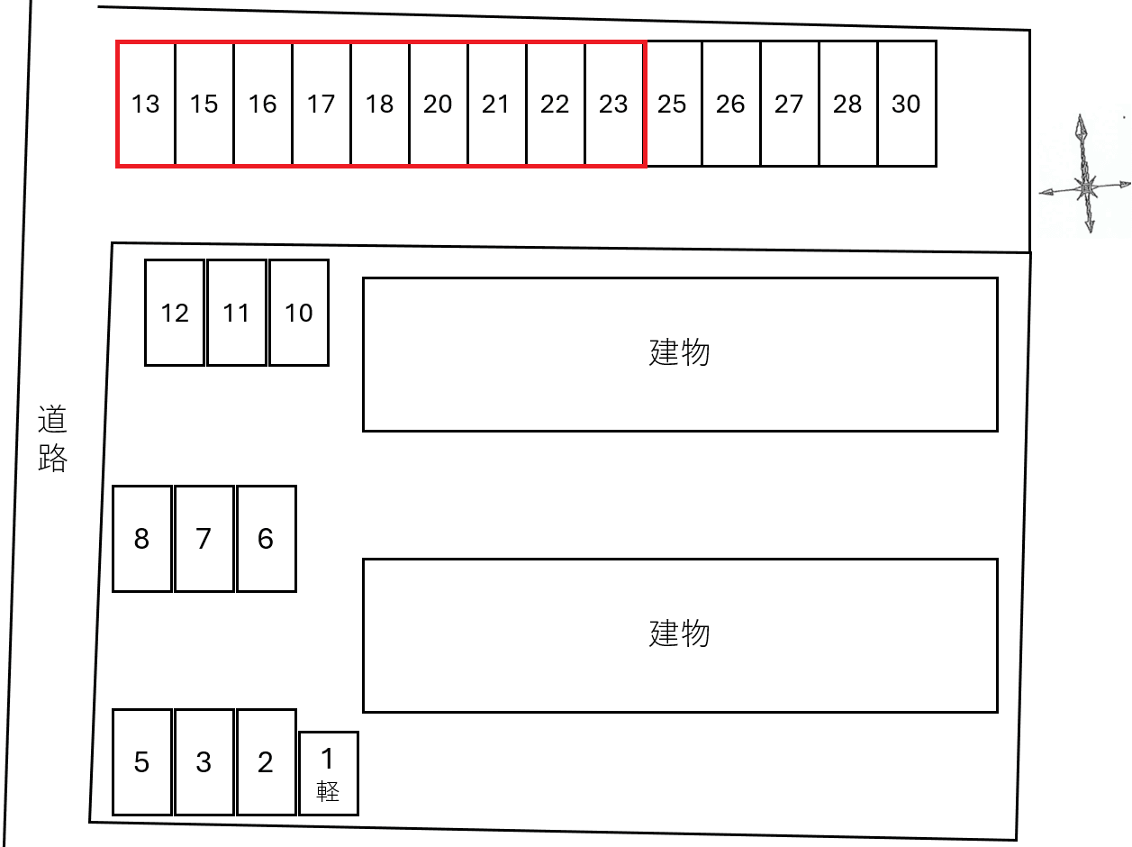 昭きんホームＡＢ敷地外駐車場の駐車配置図