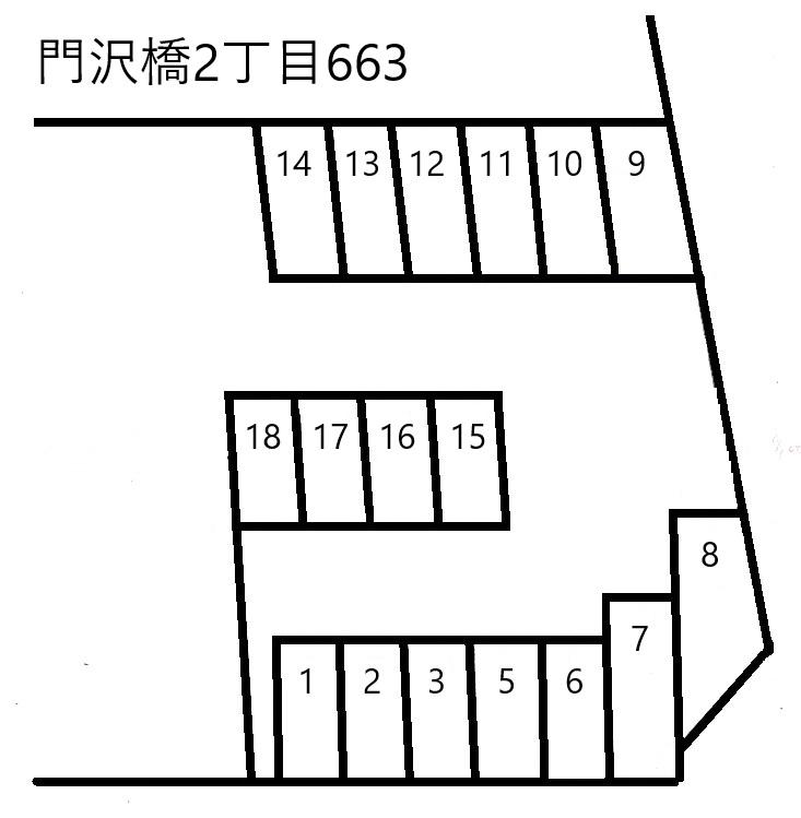 門沢橋2丁目663の駐車配置図