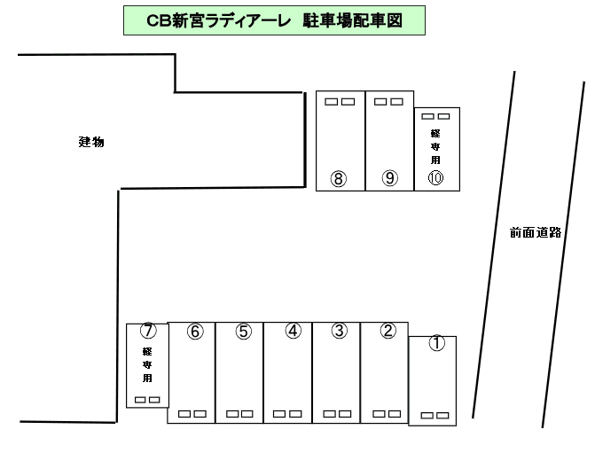 CB新宮ﾗﾃﾞｨｱｰﾚの駐車配置図