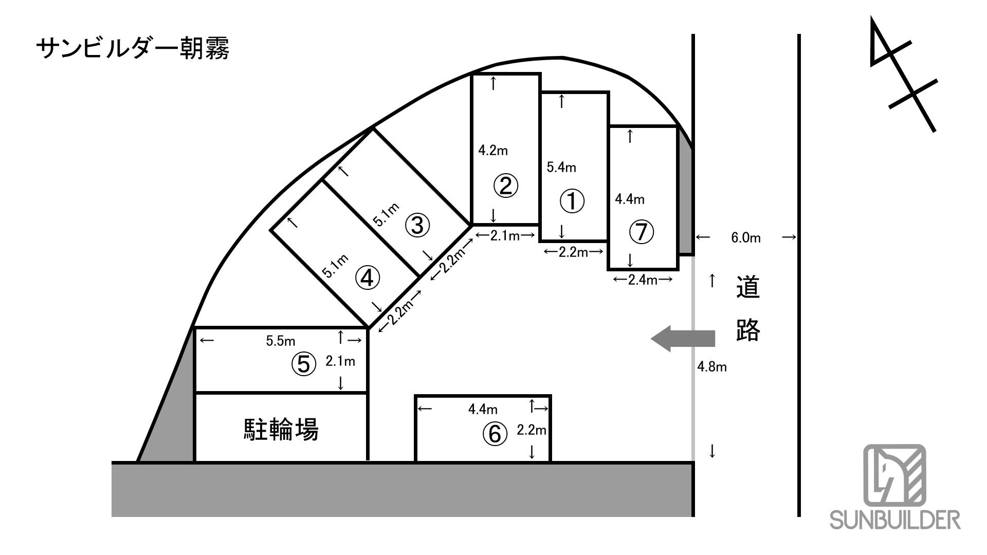 サンビルダー朝霧の駐車配置図