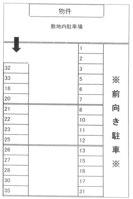 エルピス第２駐車場の駐車配置図