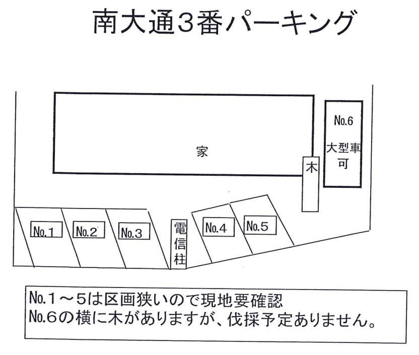 南大通３番パーキングの駐車配置図