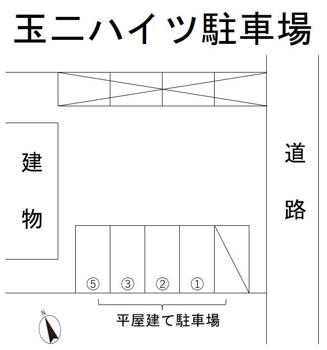玉二ハイツ駐車場の駐車配置図