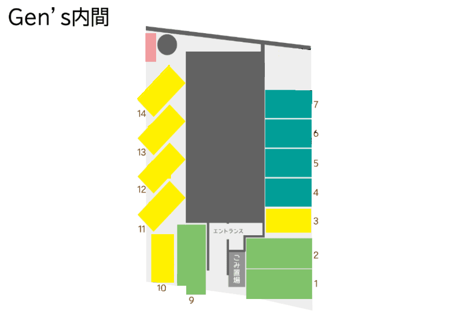 Gen’ｓ内間の駐車配置図