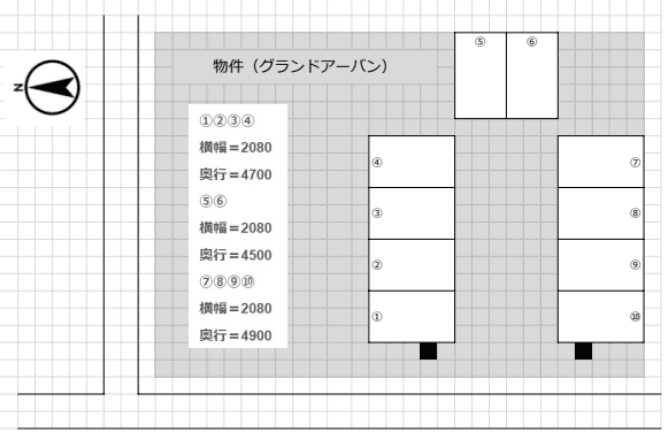 グランドアーバンの駐車配置図