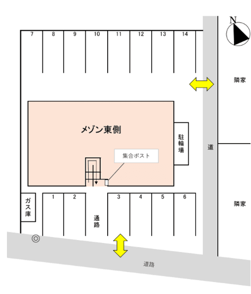メゾン東側の駐車配置図