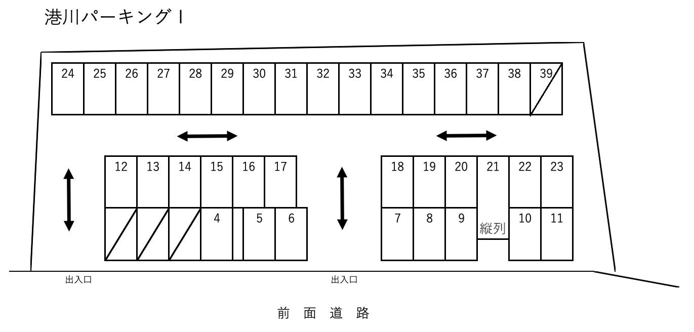 港川パーキングⅠの駐車配置図