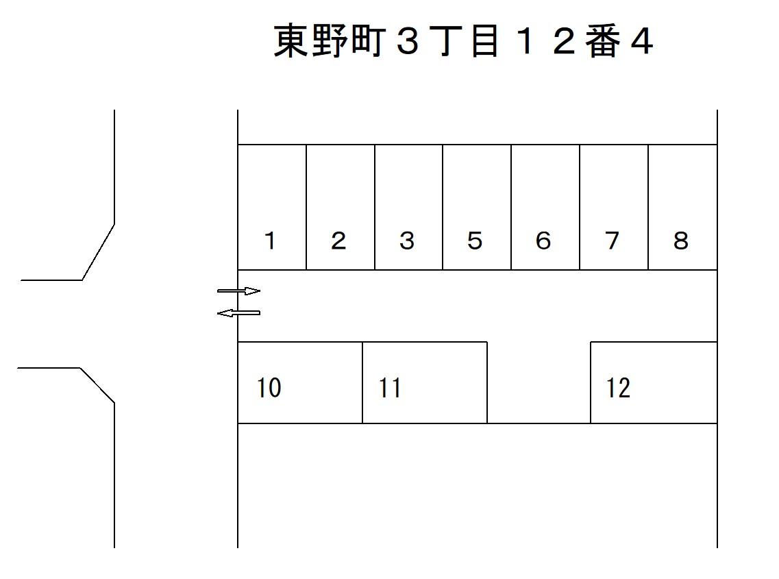 東野町３丁目１２番４の駐車配置図