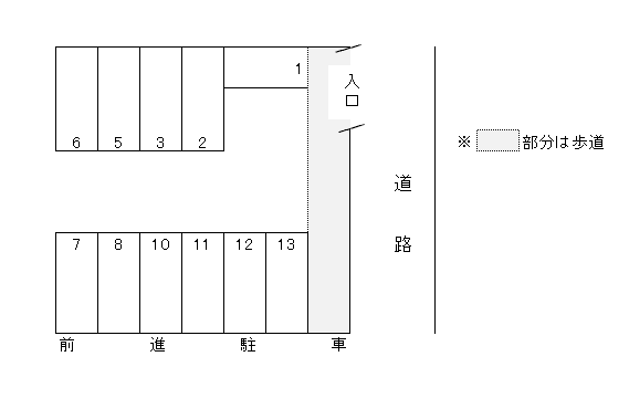 冨澤Ｂ駐車場の駐車配置図