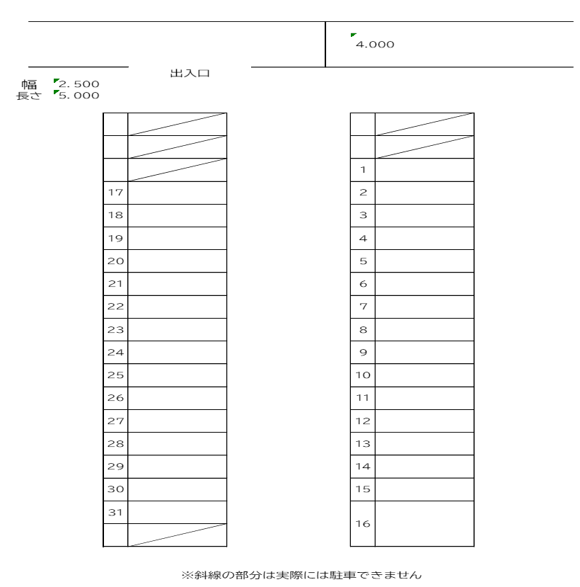 谷川駐車場の駐車配置図