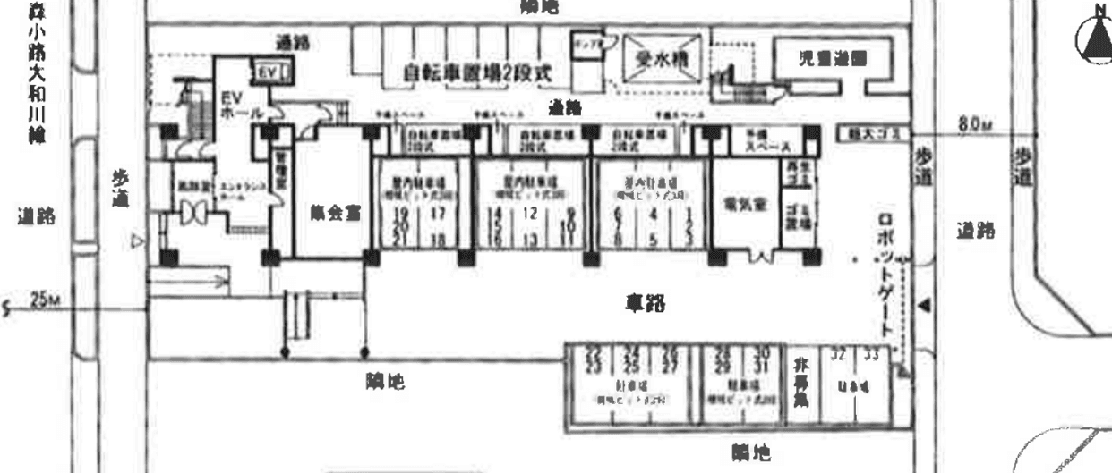 ラ・ピエール城東駐車場の駐車配置図