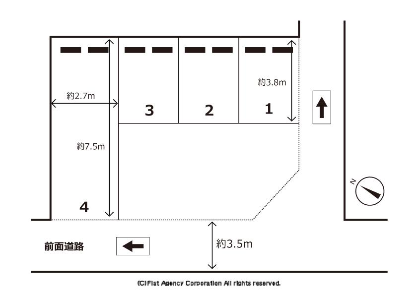 紫野上野町ガレージの駐車配置図