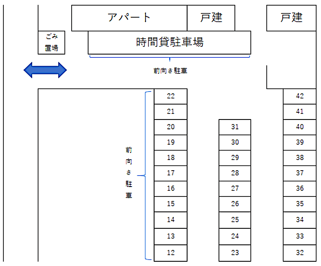 第二泉水前駐車場の駐車配置図