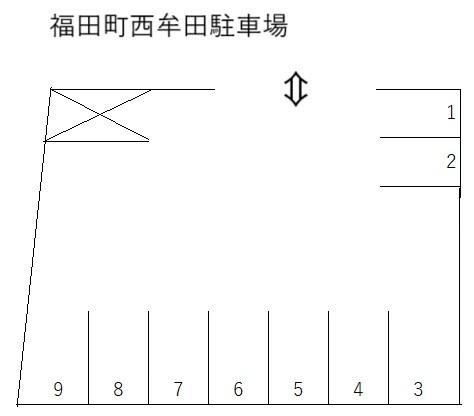 福田町西牟田駐車場の駐車配置図