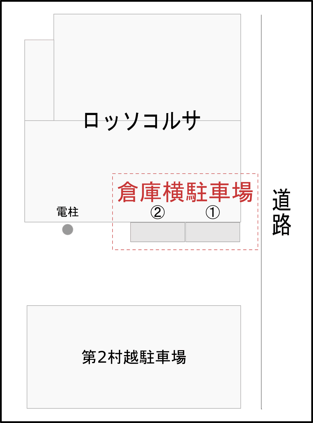 倉庫横駐車場の駐車配置図