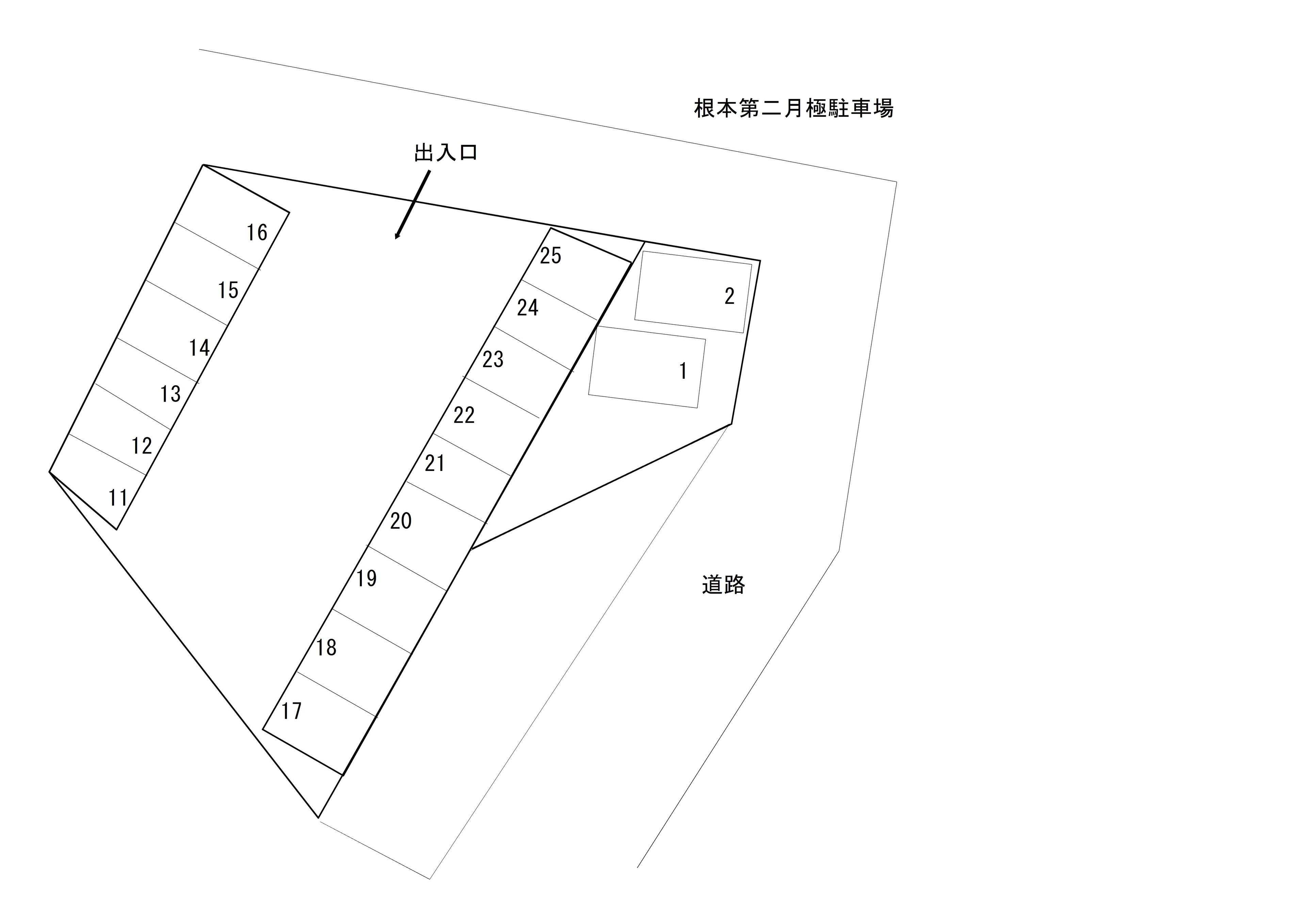 根本第二月極駐車場の駐車配置図