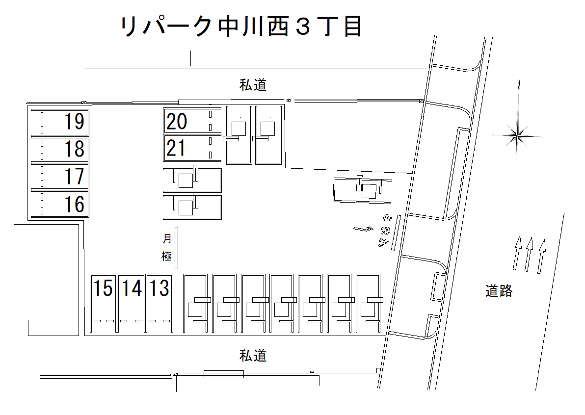 中川西３丁目の駐車配置図
