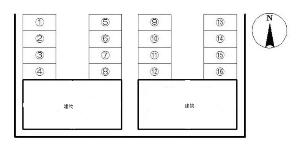 ルージュ東与賀Ⅰ・Ⅱの駐車配置図