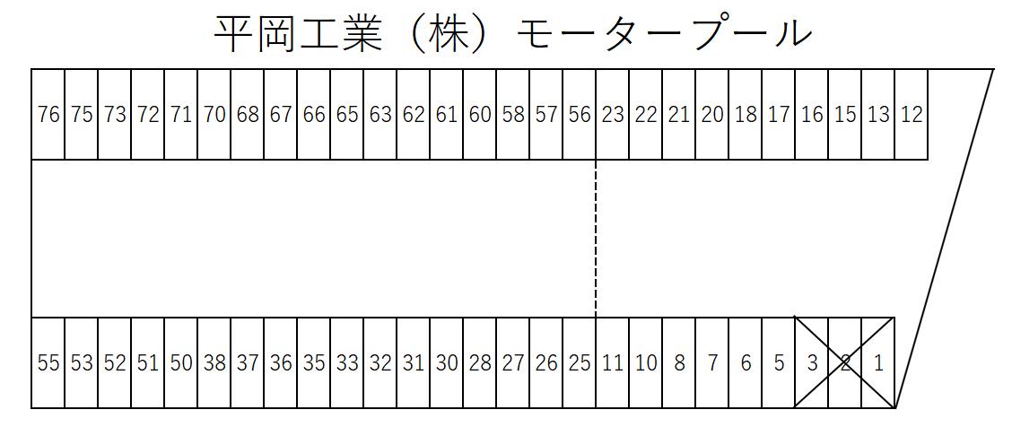 平岡工業（株）モータープールの駐車配置図