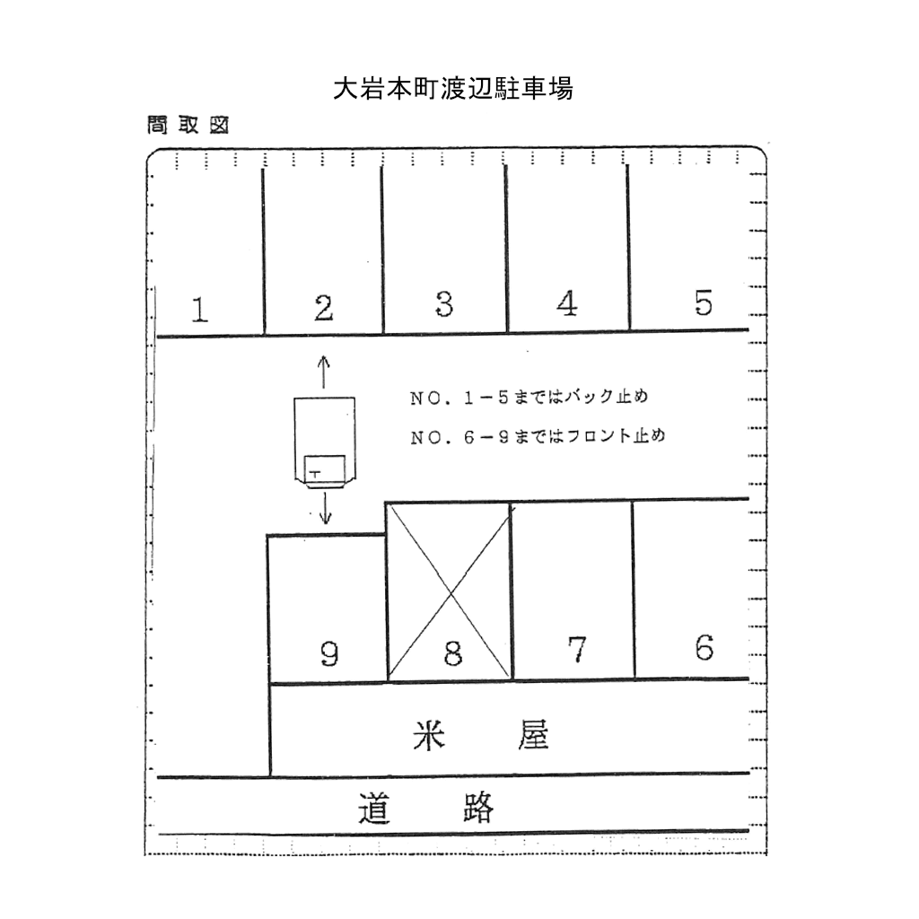 大岩本町　渡辺駐車場の駐車配置図
