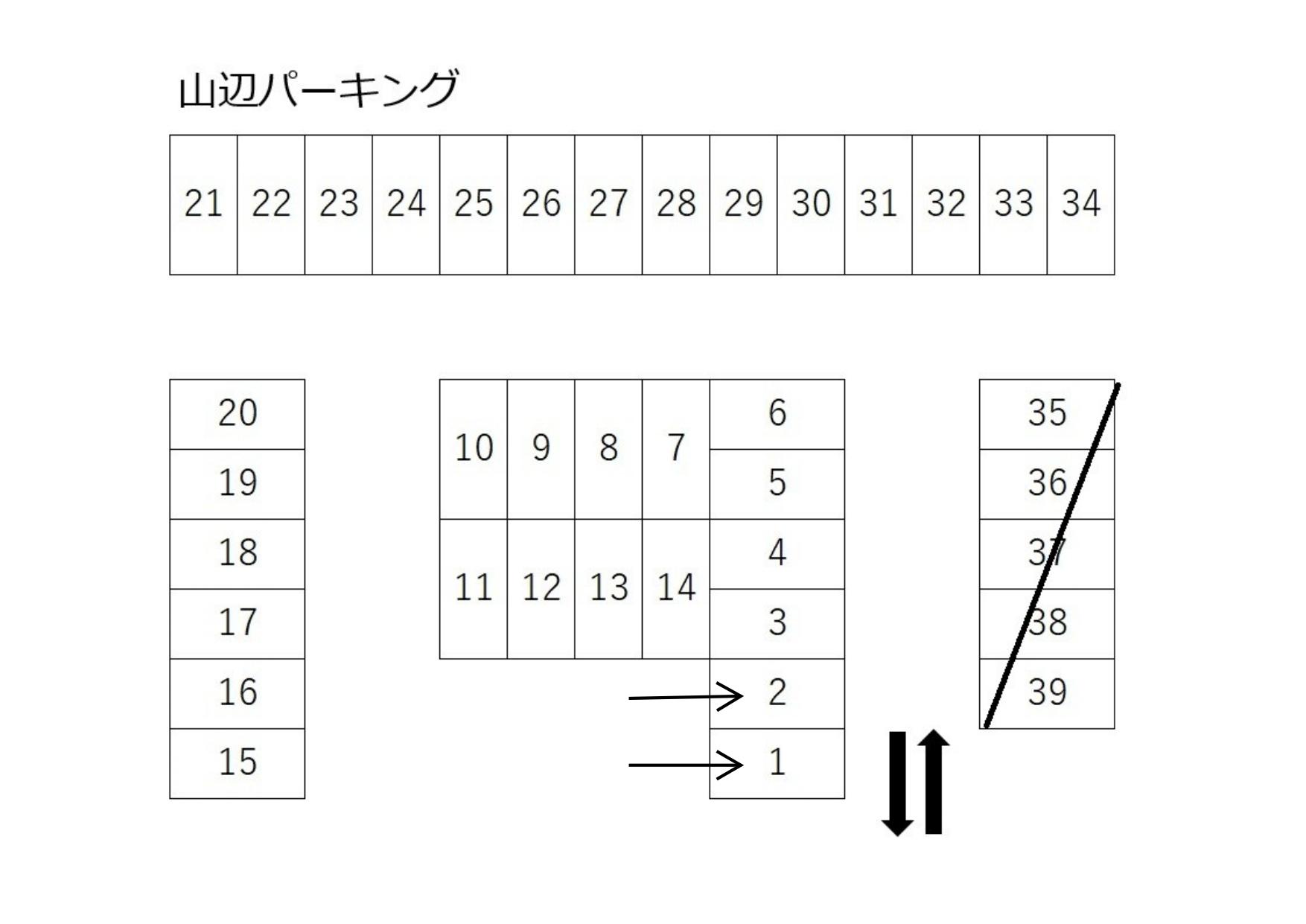 山辺パーキングの駐車配置図